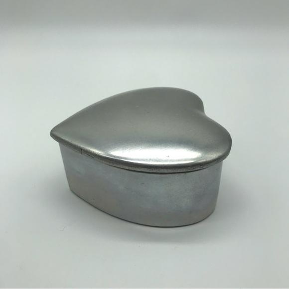 Vintage Jewelry Trinket Box Pewtarex York Silver Pewter Heart Shaped Keepsake - Picture 7 of 14